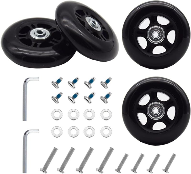 Ruidee 4 Pcs Luggage Suitcase Replacement Wheels 84x24mm Wear-Resistant Luggage Wheels Rubber Rotating Wheel Low Noise for Trolley Travel Case Carry-on Roller Bag (SXL/84x24mm) - Image 1